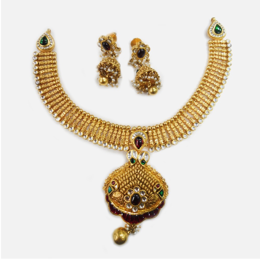 22KT Gold Traditional Bridal Necklace Set RHJ-0008