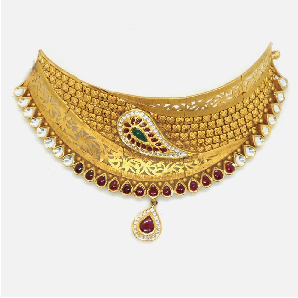 22KT Gold Antique Bridal Choker Set RHJ-4091
