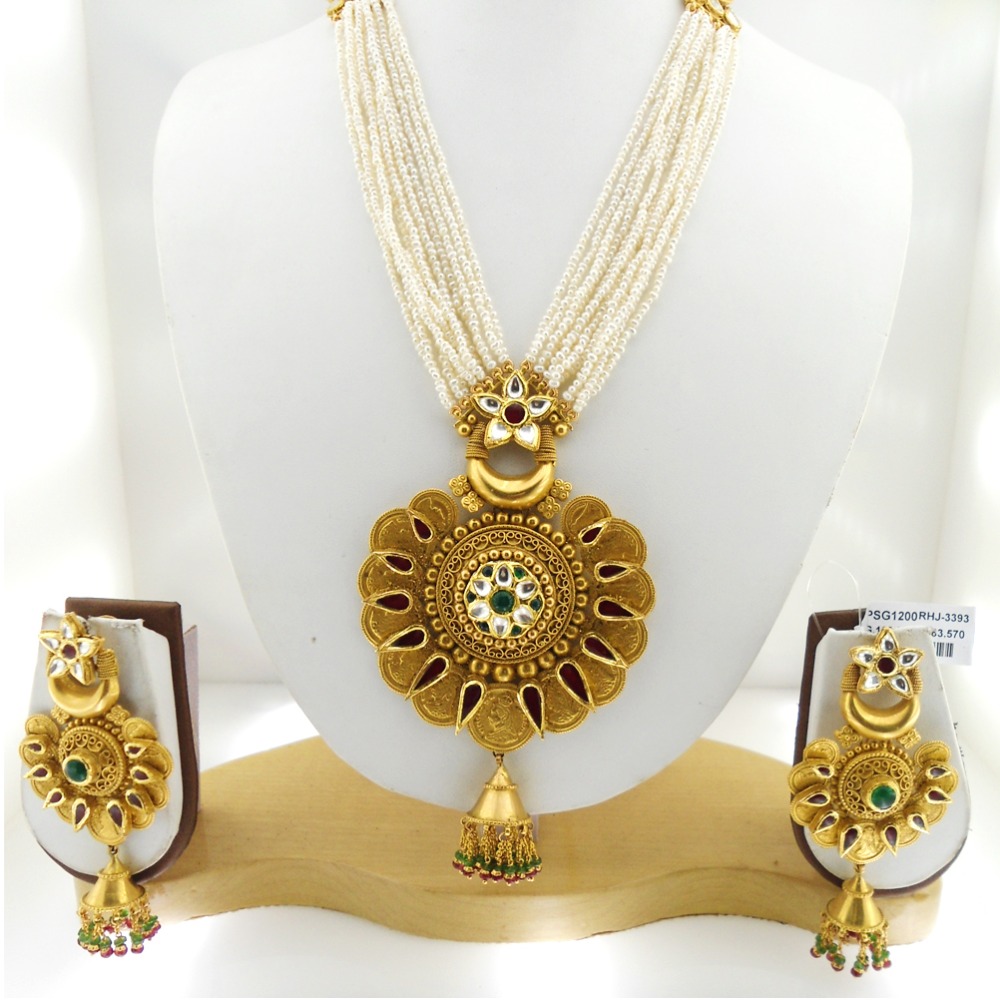 916 Gold Antique Bridal Necklace Set RHJ-3393