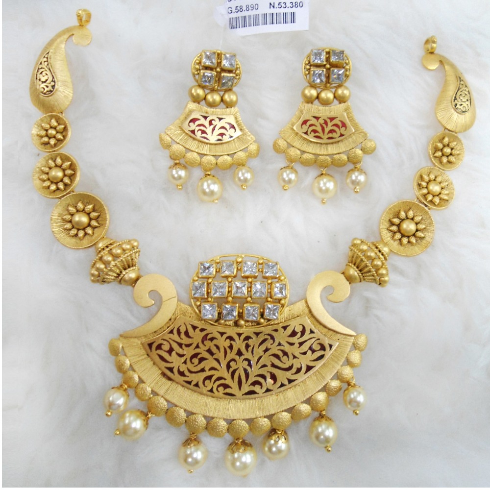 Gold Antique Jadtar Necklace Set RHJ 5235