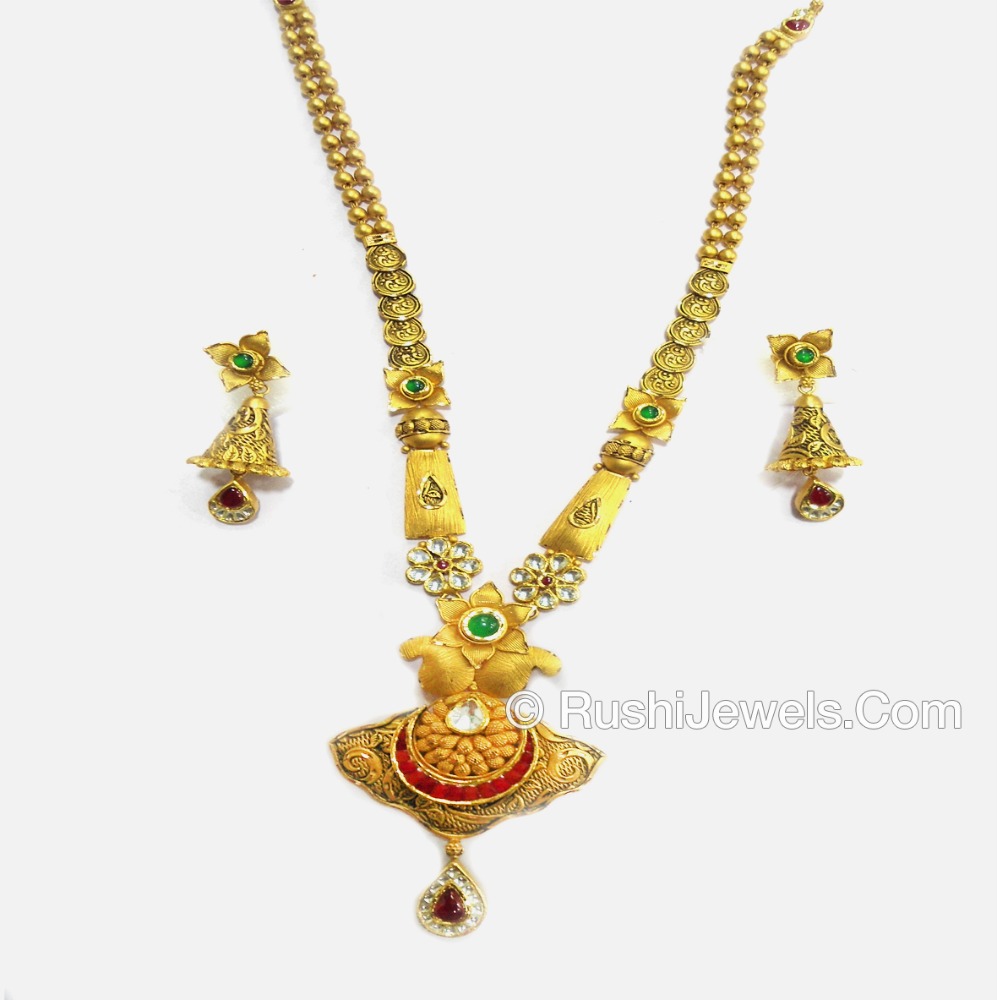 Antique 916 Gold Long Ladies Necklace