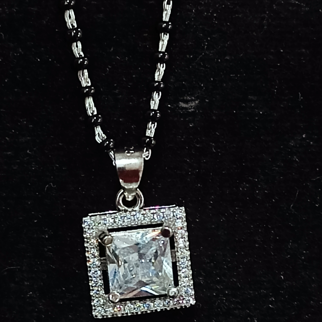 CZ Stone Solitaire Pendant Mangalsutra Chain