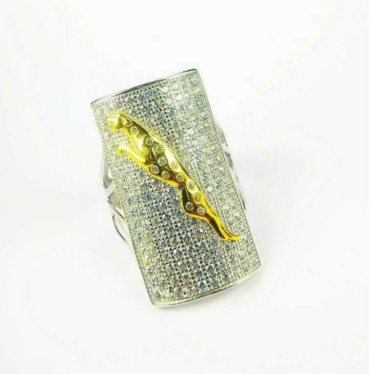 Fancy 925 Silver Gents Ring With Jaguar