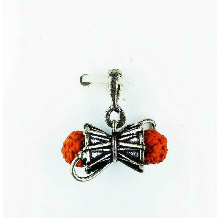 Fancy 925 Silver Ladies Pendant With Rudraksh Damru