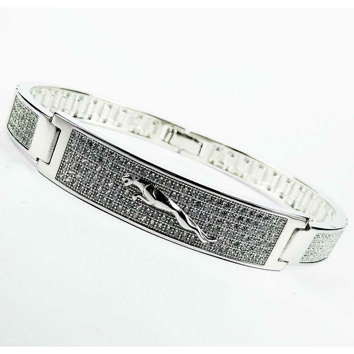 Fancy 925 Silver Micro Jaguar Gents Bracelet