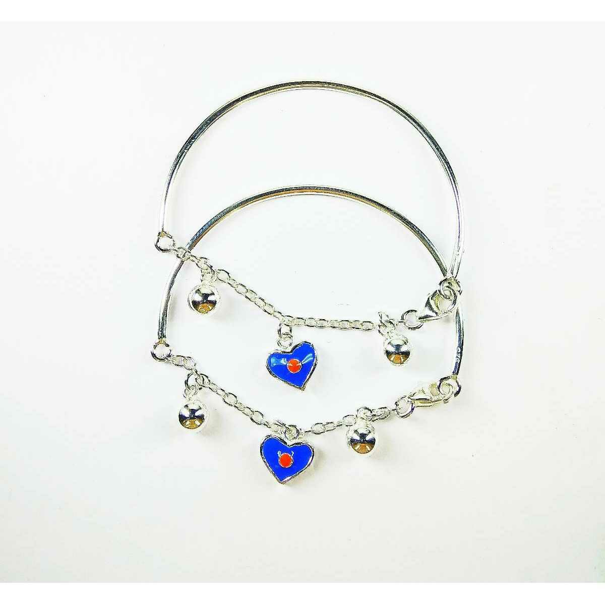 Light weight 925 silver baby bracelet with heart shape