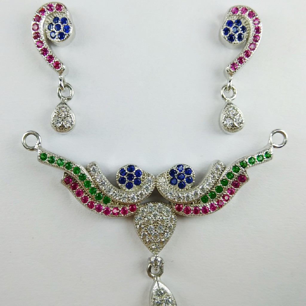 92.5 Sterling Silver CZ Mangalsutra Pendant ml-36