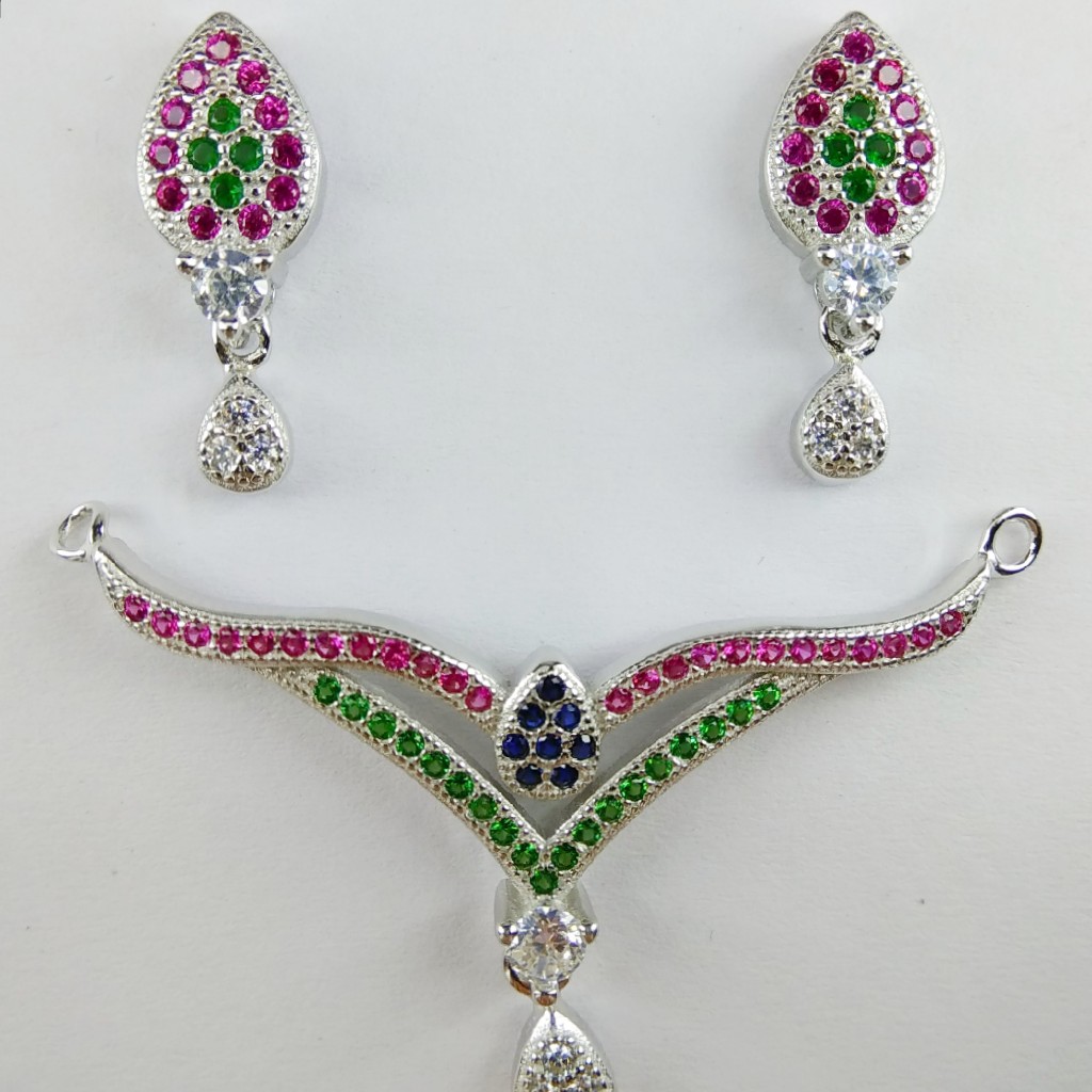 92.5 Sterling Silver CZ Mangalsutra Pendant ml-34