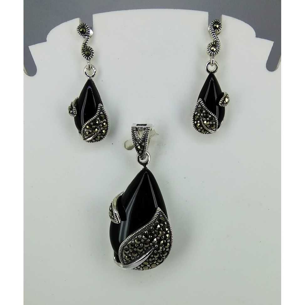 Exclusive marcasite 92.5 silver Pendant Set MG-P007