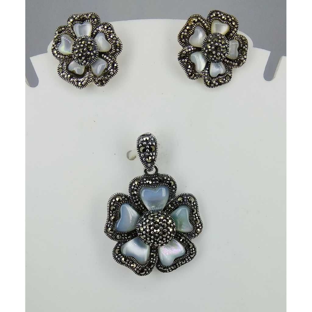 Exclusive marcasite 92.5 silver Pendant Set MG-P005