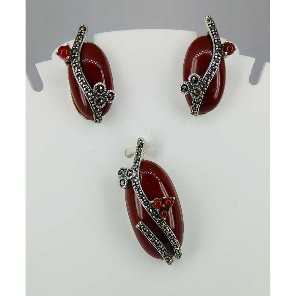 Exclusive marcasite 92.5 silver Pendant Set MG-P004