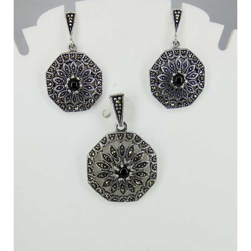 Exclusive marcasite 92.5 silver Pendant Set MG-P003