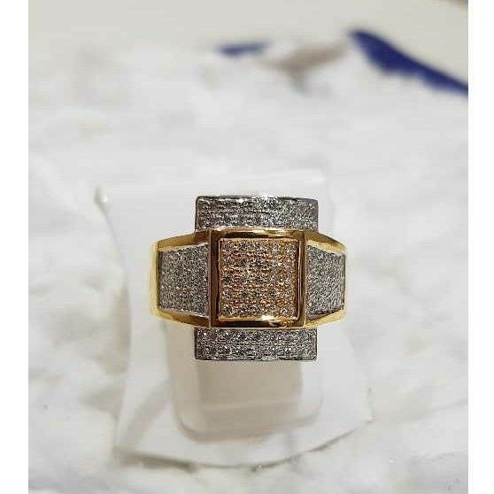 916 Sqaure Design Gold Gents Ring