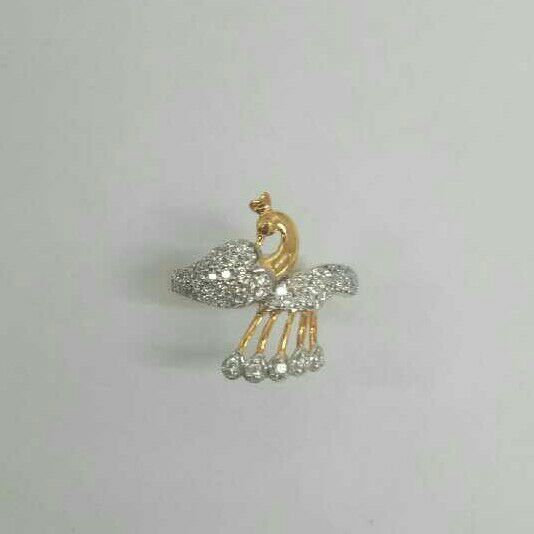 22KT Yellow Gold Ladies Peacock Design CZ Ring