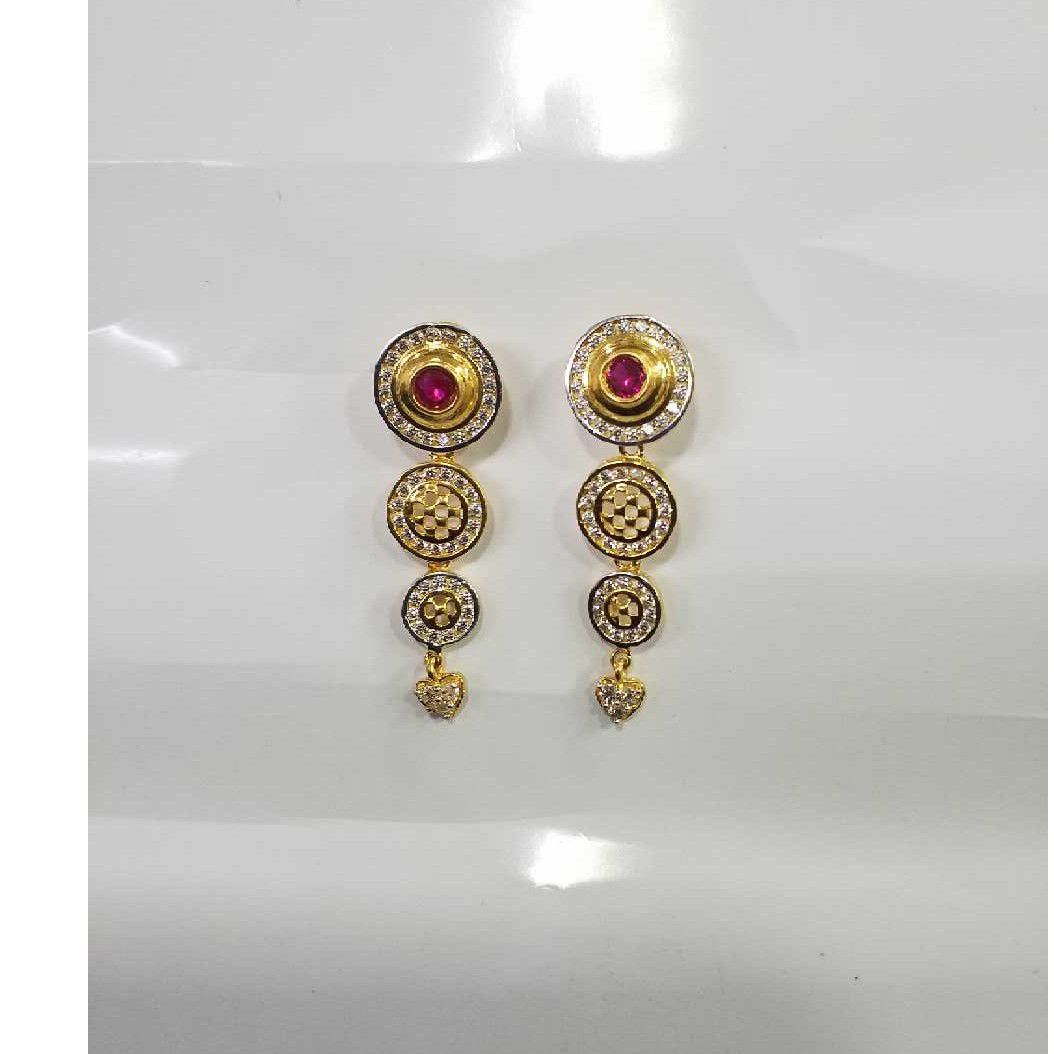 22KT Gold Red Stone Earrings