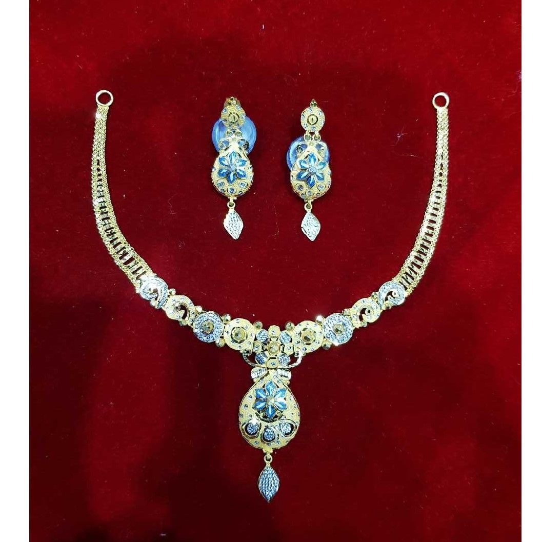 22K / 916 Gold Plain Indian Bombay Necklace Set