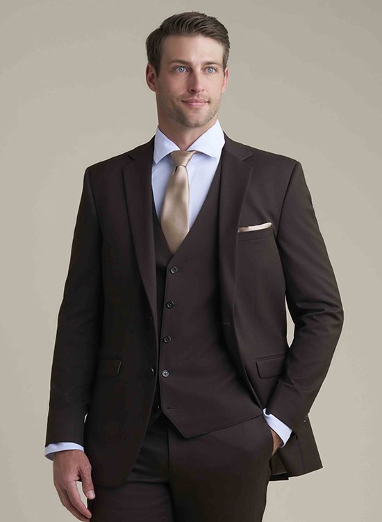 Brown Coat Pant Tie Combination Brown Notch Lapel Slim Fit Suit By
