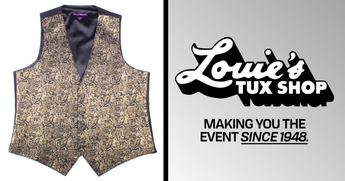 アクセサリー louie Black-Gold-Paisley-Vest-