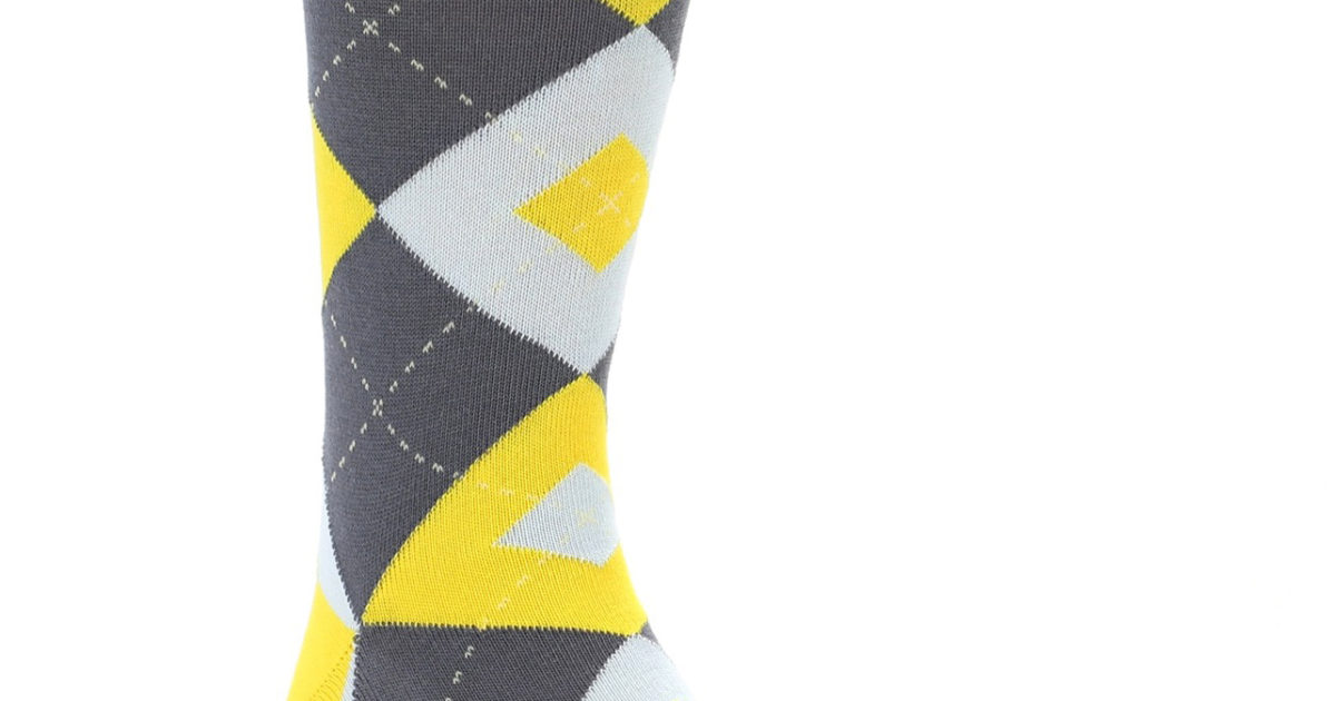 Yellow & Grey Argyle Socks Retail Accessory