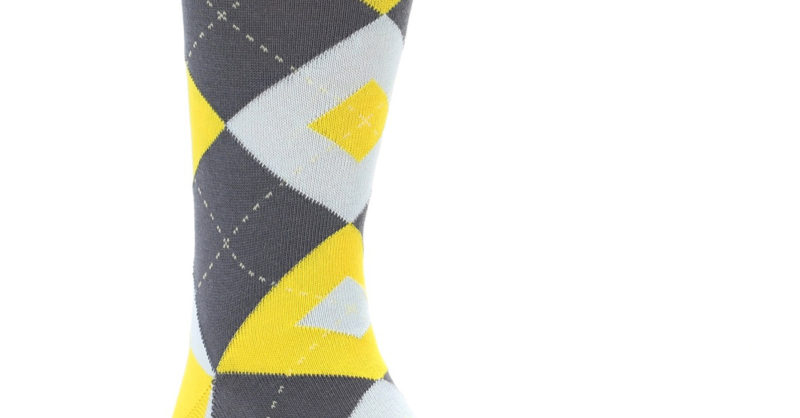 yellow and grey dress socks Men's Groomsmen Wedding Dress Socks Golden Yellow With Grey polka dots-MA046