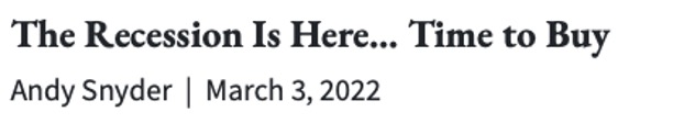 The Recession Is Here... Time to Buy