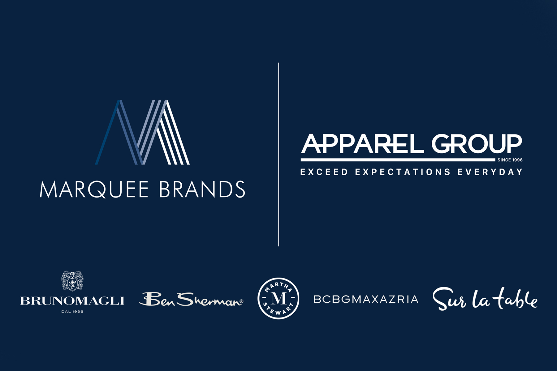 Marquee brands x apparel group logos 092223