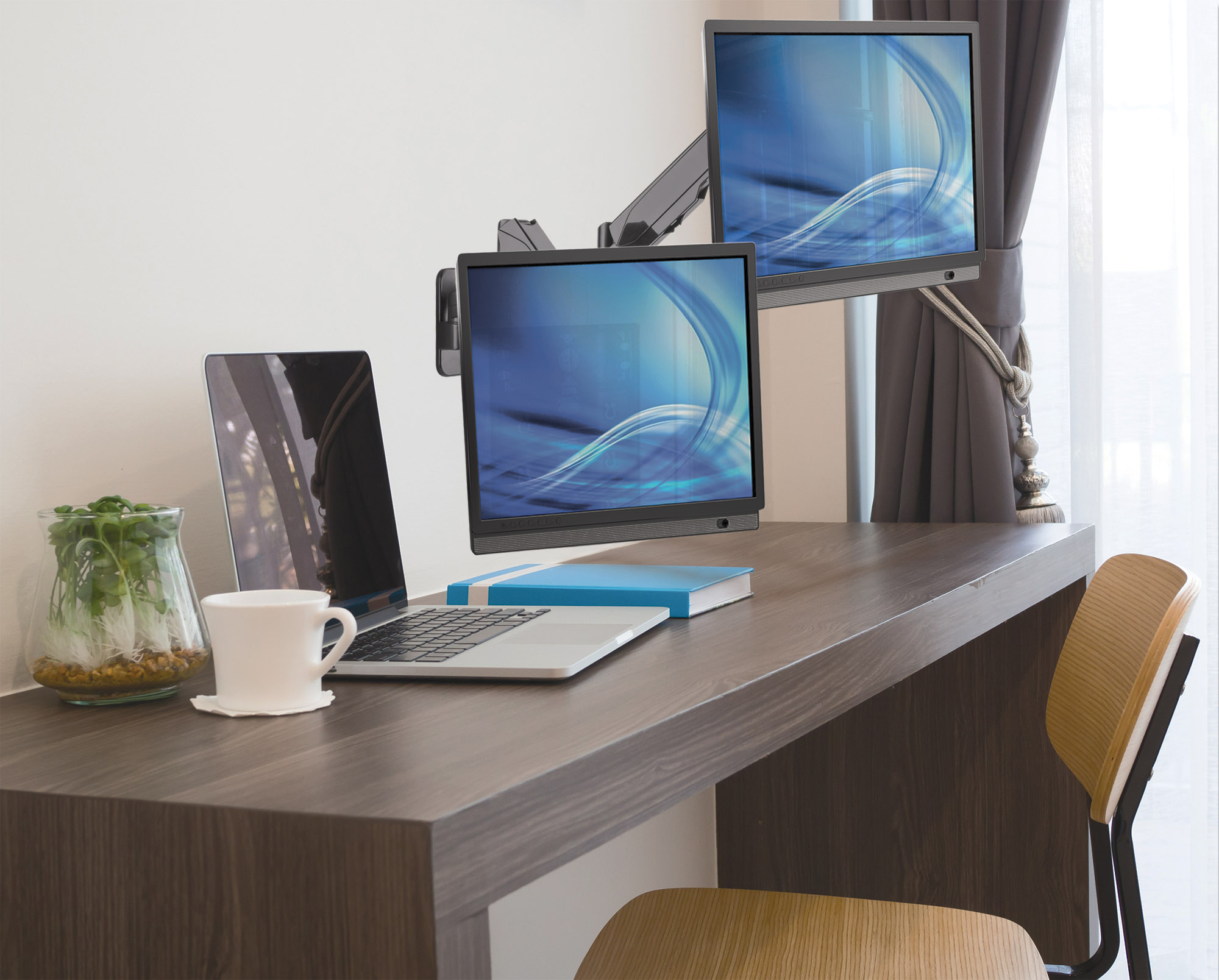 Manhattan Universal Gas Spring Dual Monitor Wall Mount (461627)