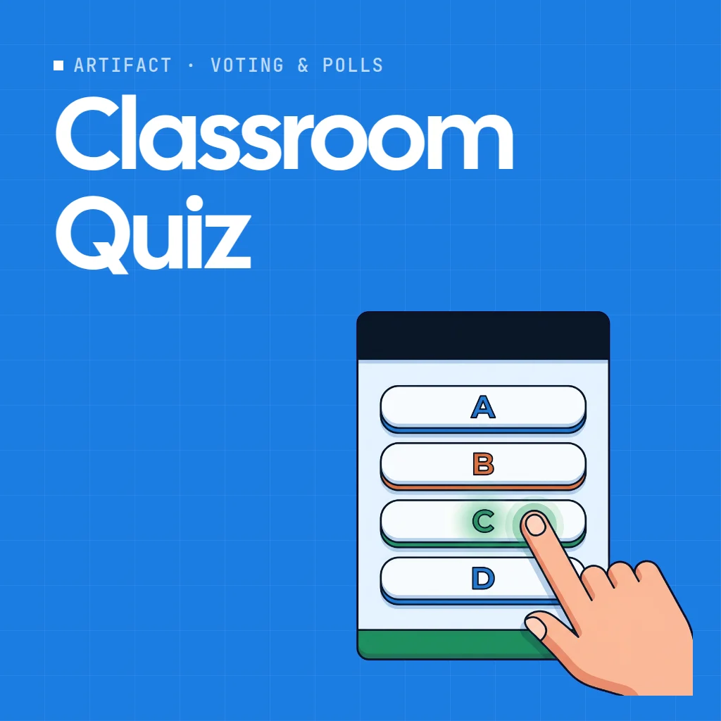 Classroom Quiz artifact on a MockFlow board