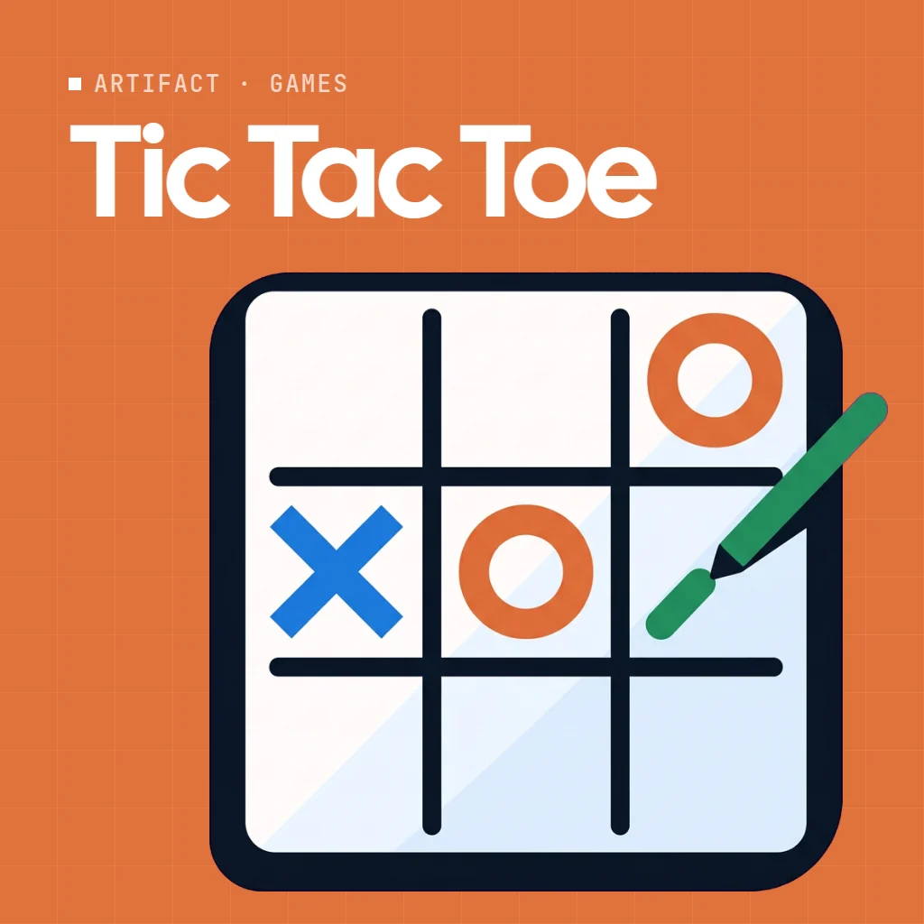 Tic Tac Toe artifact on a MockFlow board