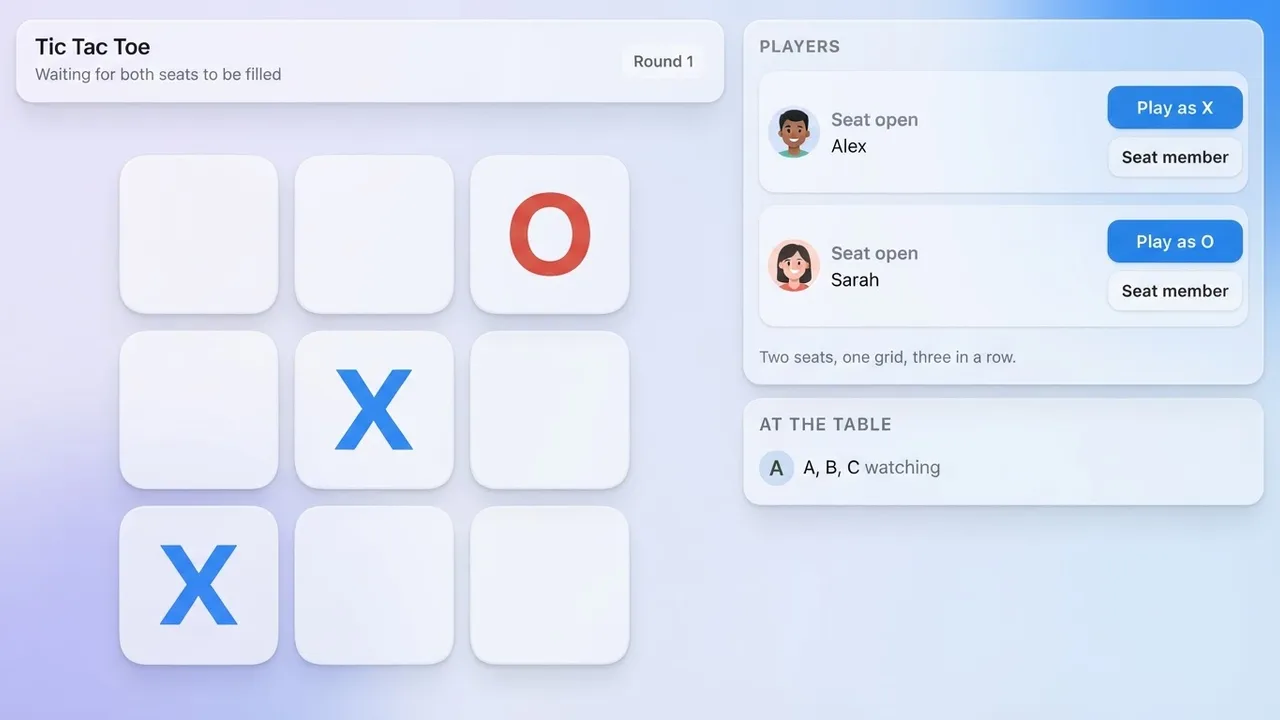 Tic Tac Toe artifact on a MockFlow board