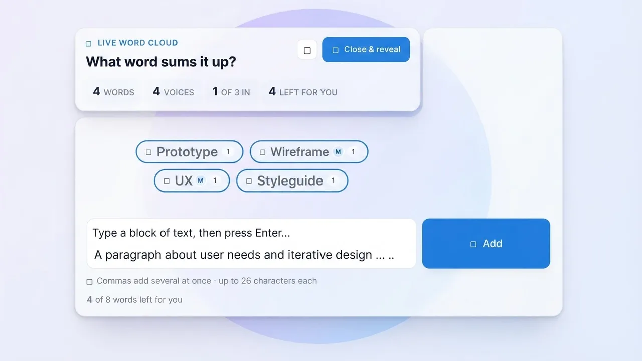 Word Cloud Studio artifact on a MockFlow board