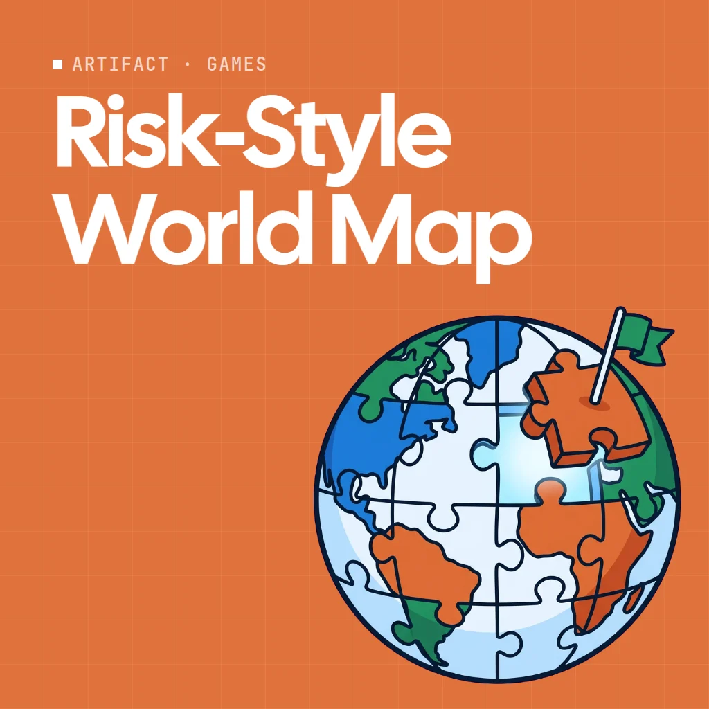 Risk-Style World Map artifact on a MockFlow board
