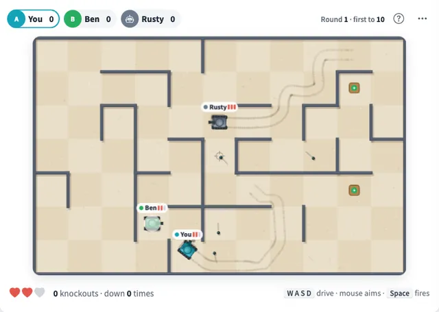Tank Battle artifact on a MockFlow board