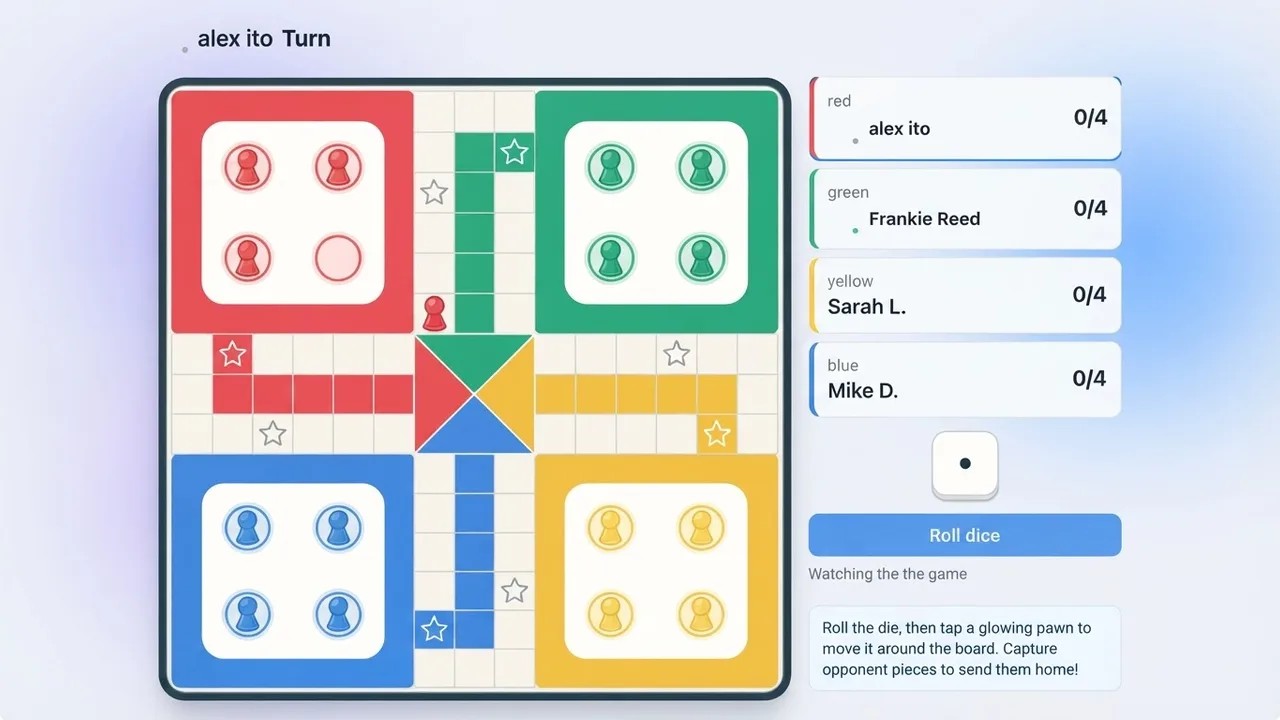 Ludo Game artifact on a MockFlow board