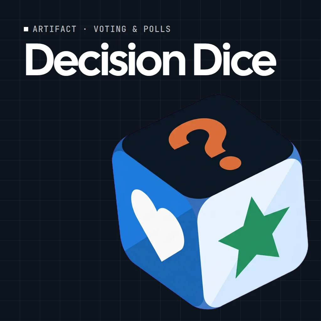 Decision Dice artifact on a MockFlow board