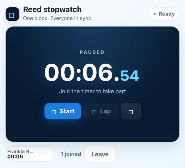 Team stopwatch artifact on a MockFlow board