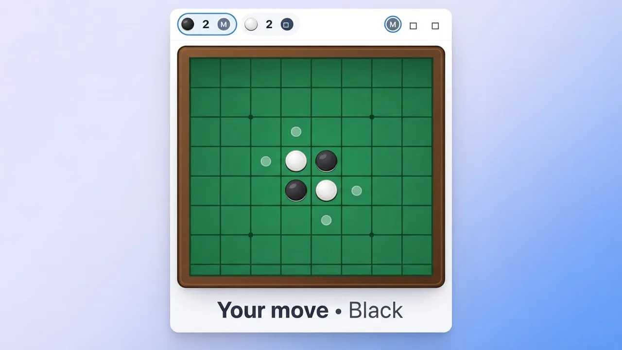 Othello game artifact on a MockFlow board