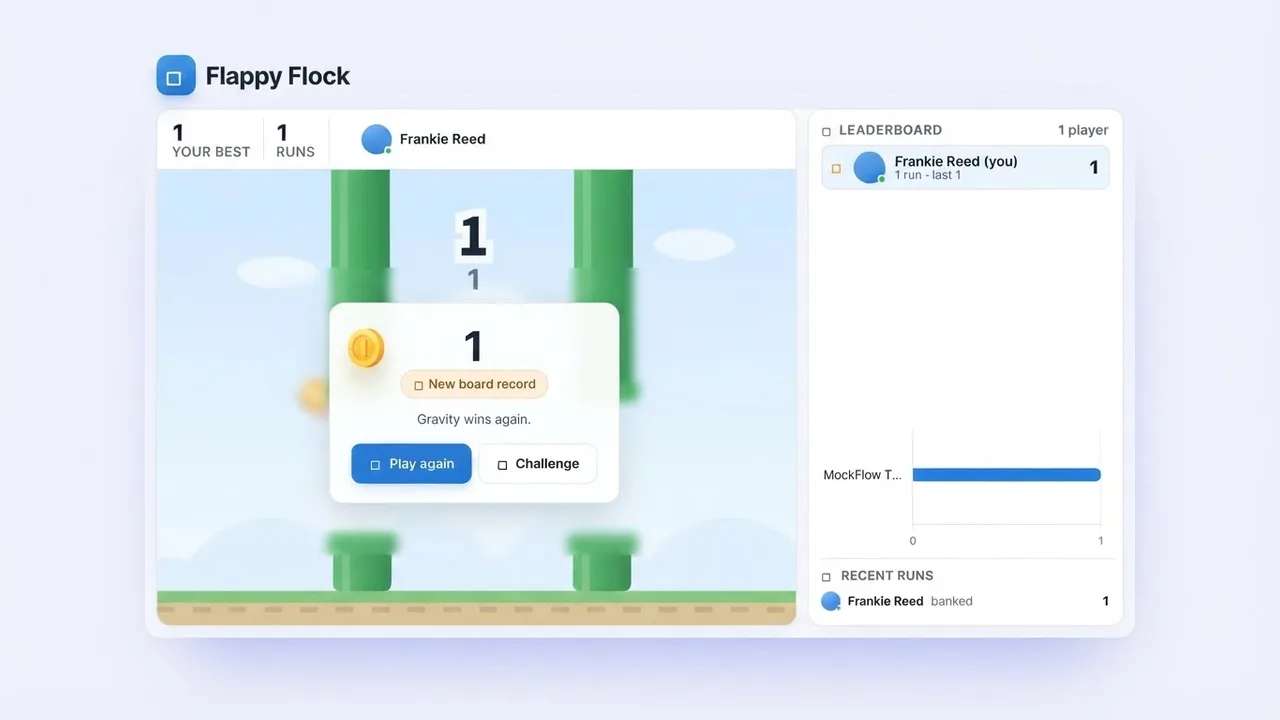 Flappy Flock artifact on a MockFlow board