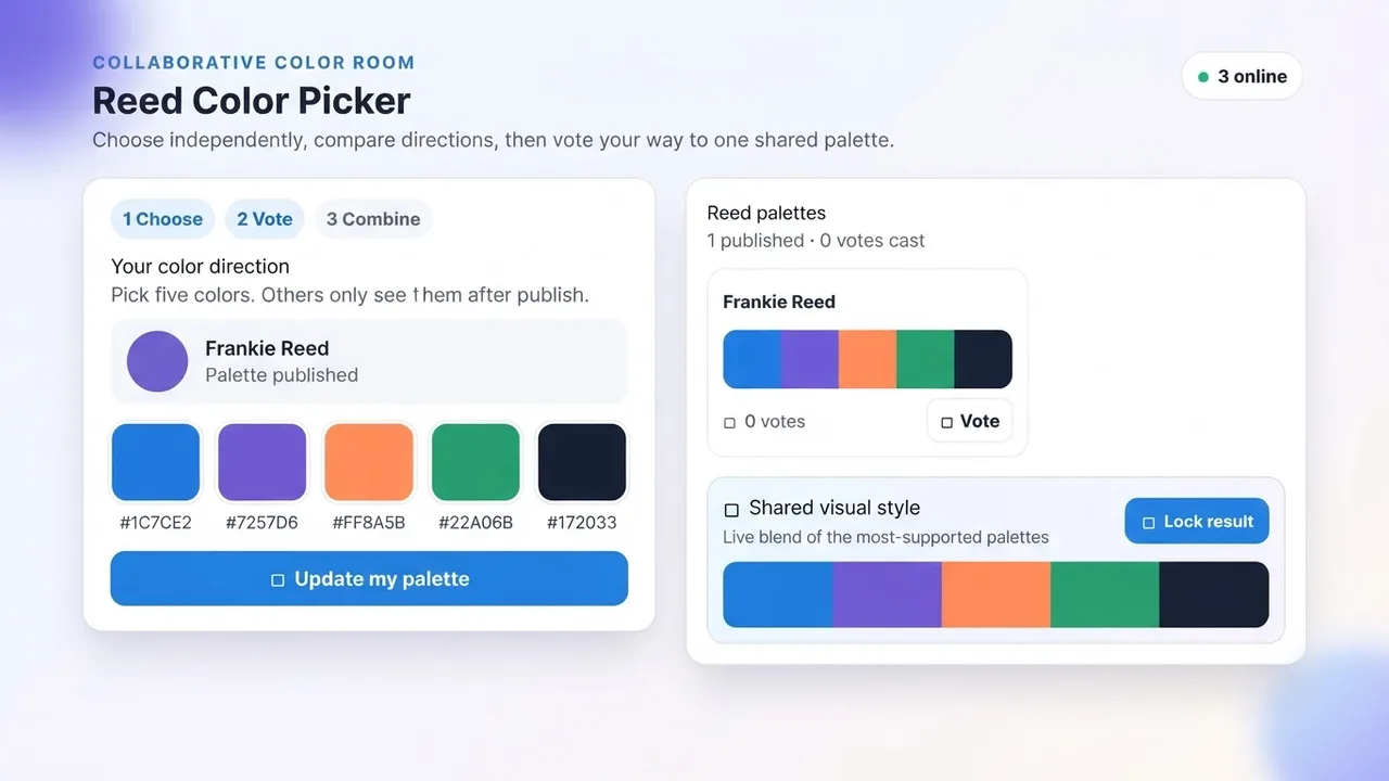 Team Color Picker artifact on a MockFlow board