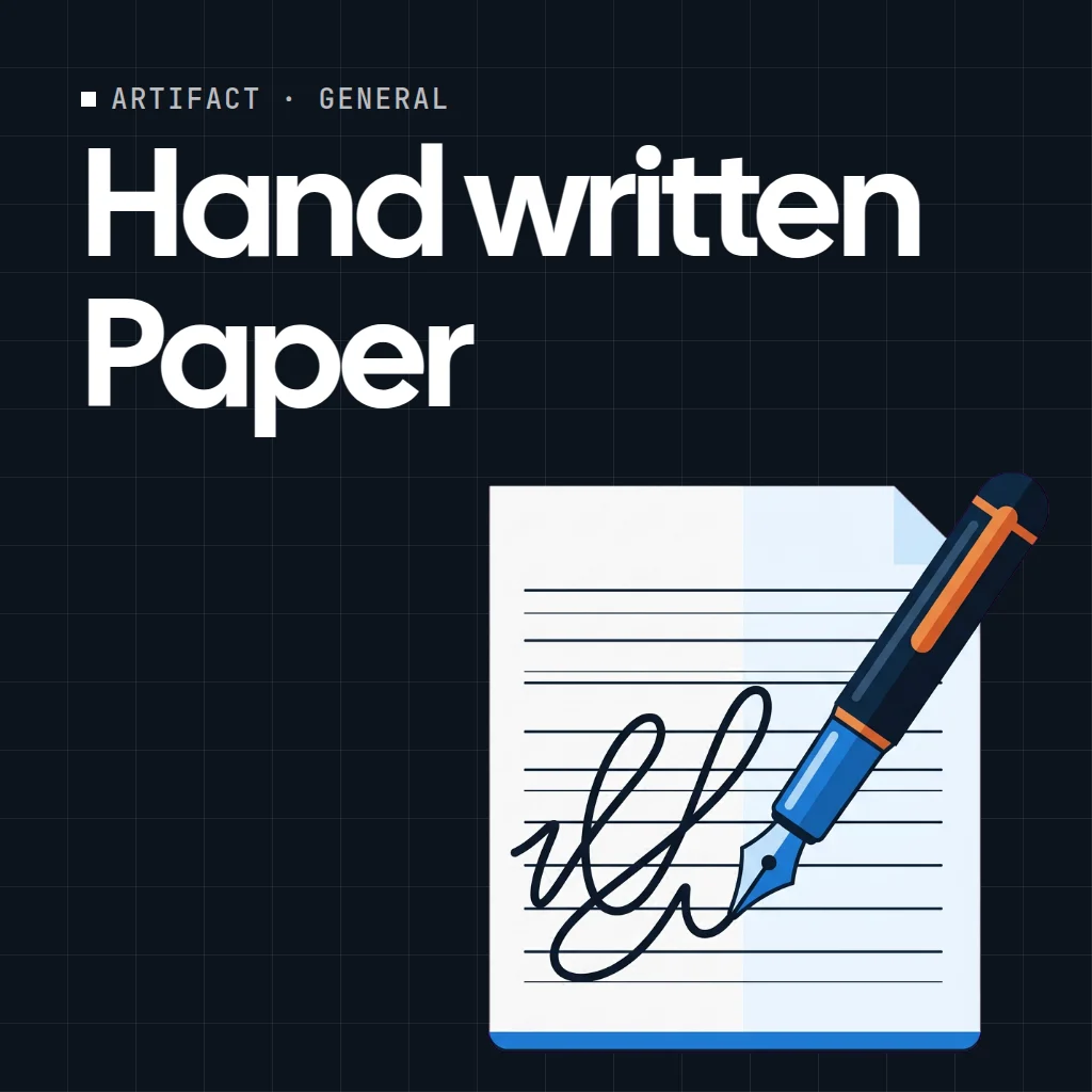 Hand written Paper artifact on a MockFlow board