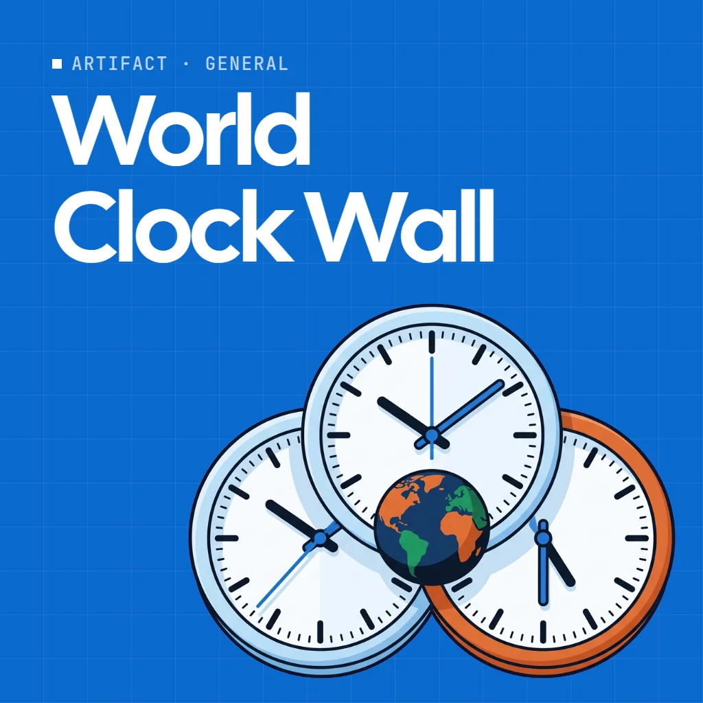 World Clock Wall artifact on a MockFlow board