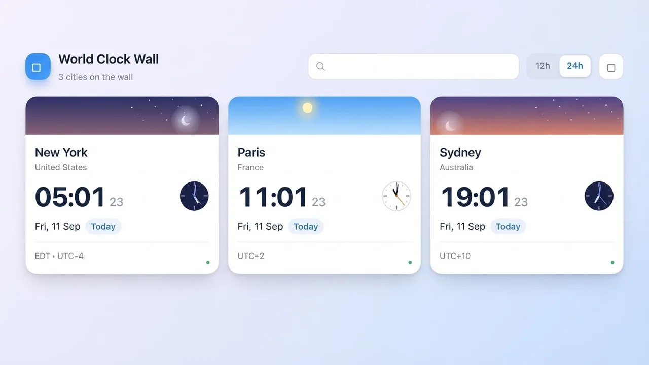 World Clock Wall artifact on a MockFlow board