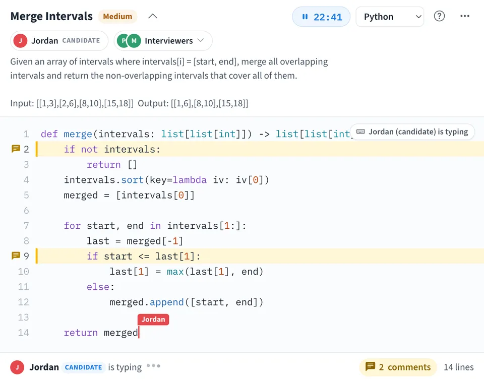 Coding Interview Pad, a utilities artifact on a MockFlow board