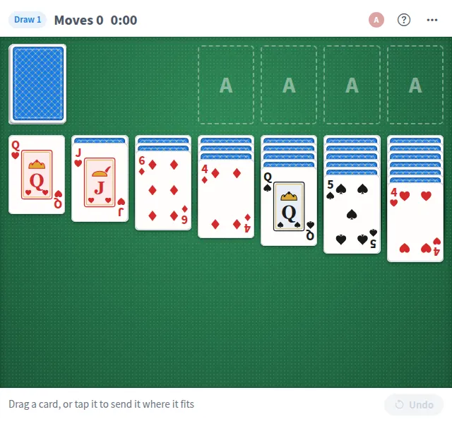 Klondike Solitaire artifact on a MockFlow board