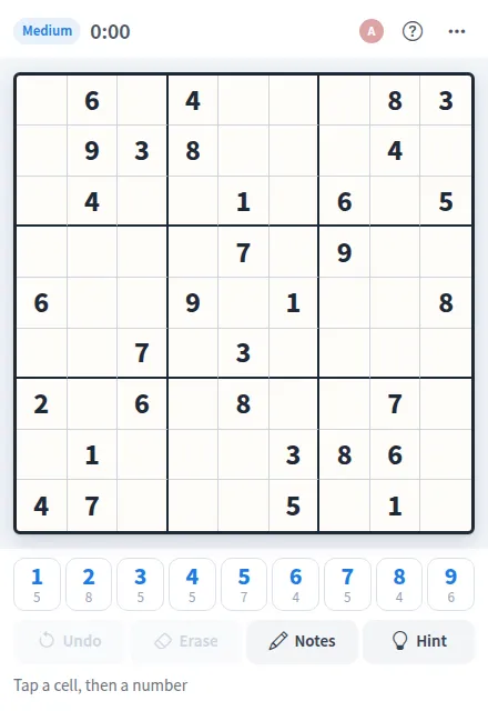 Sudoku, a games artifact on a MockFlow board