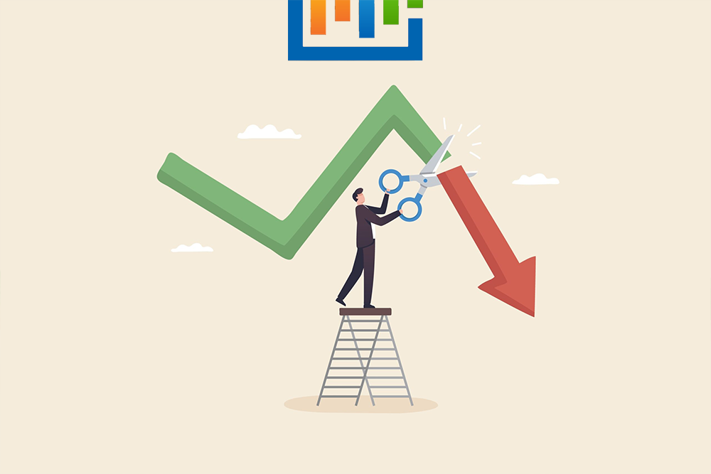 Illustration of a Man Cutting a Stock Arrow