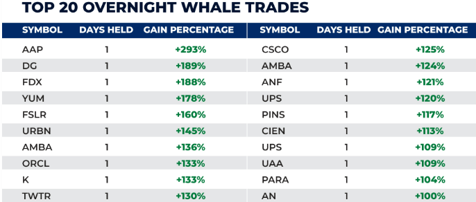 Top 20 Overnight Whale Trades