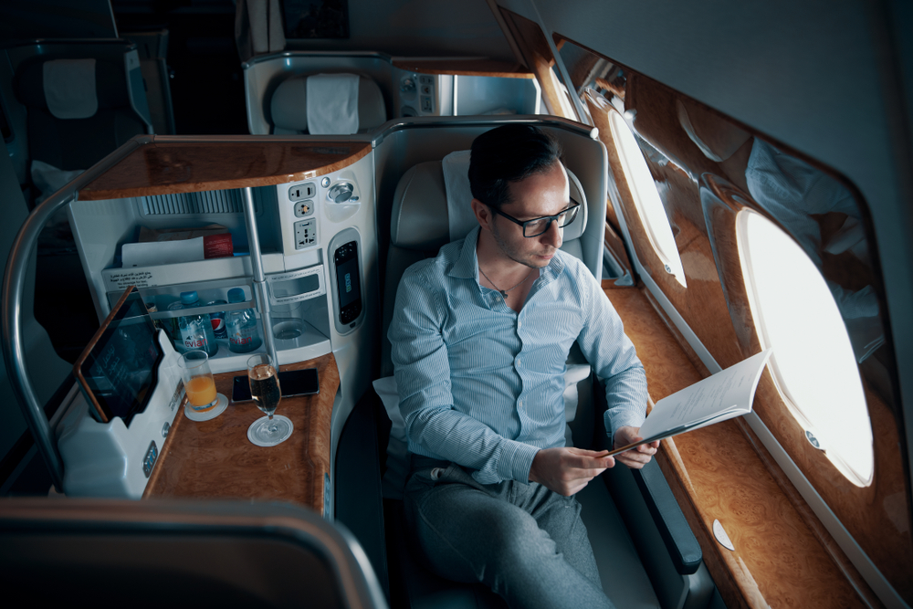 Male passenger in business class