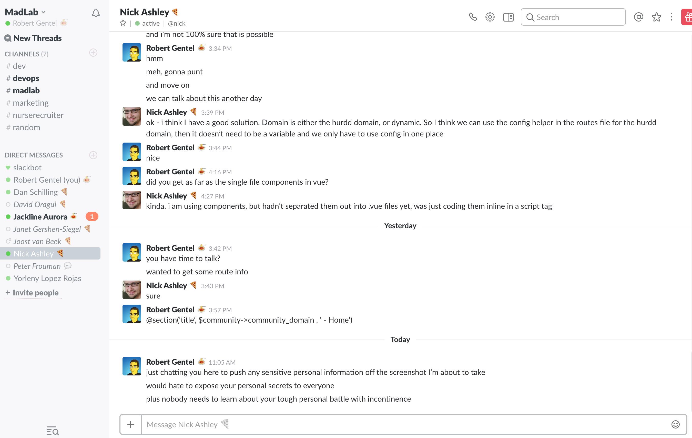 The holy war made it to our chat room where pizza and pasta emoji are showing up next to usernames.