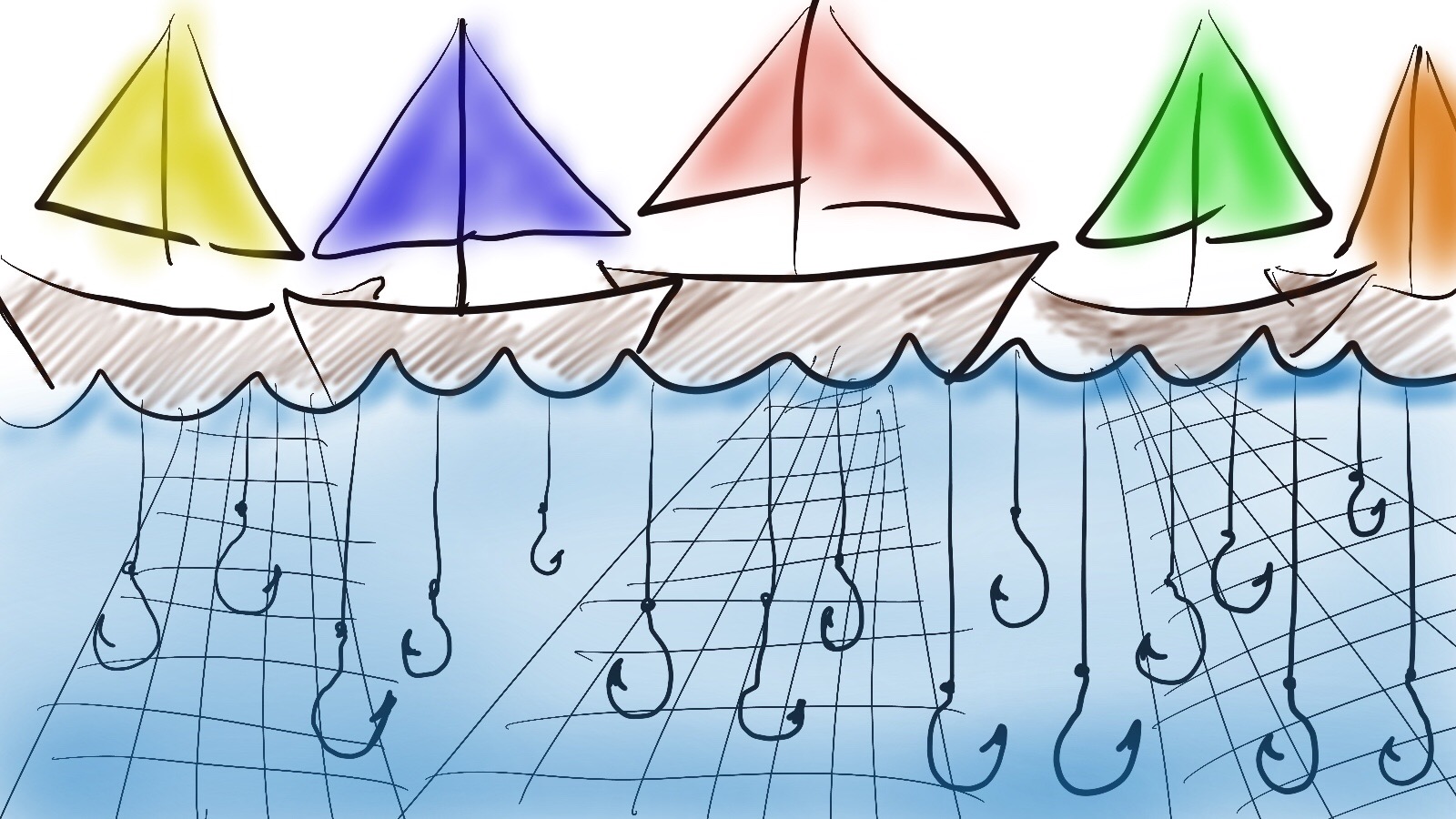 “Overfishing,” by NurseRecruiter.com staff. Year:2017. Medium: MS Paint.